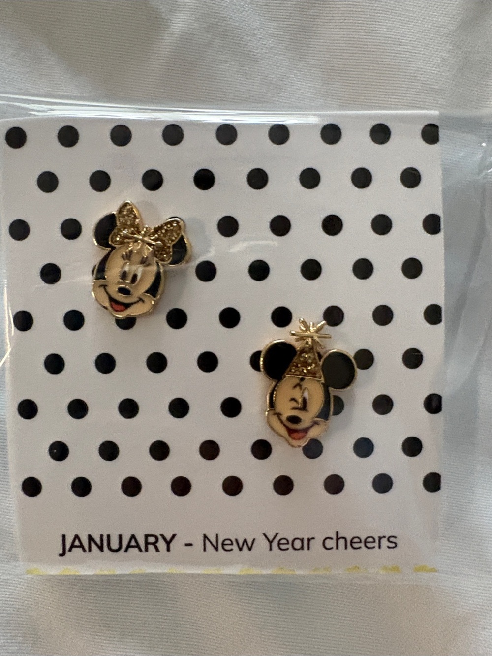 Baublebar x Disney Minnie & Mickey New Year Stud Earrings - Gold & Black